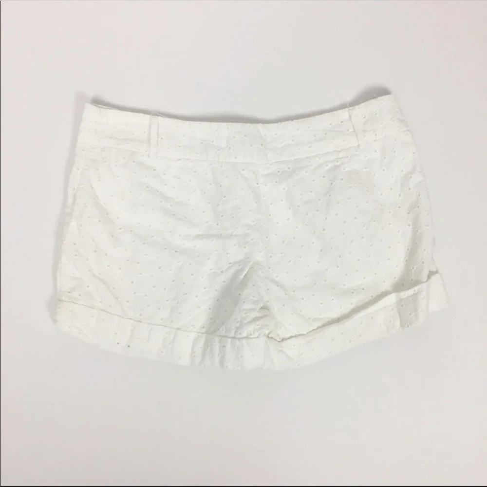 Bar III Short Size Small White Eyelet Cuffed Shorts Summer Cotton - Picture 5 of 8